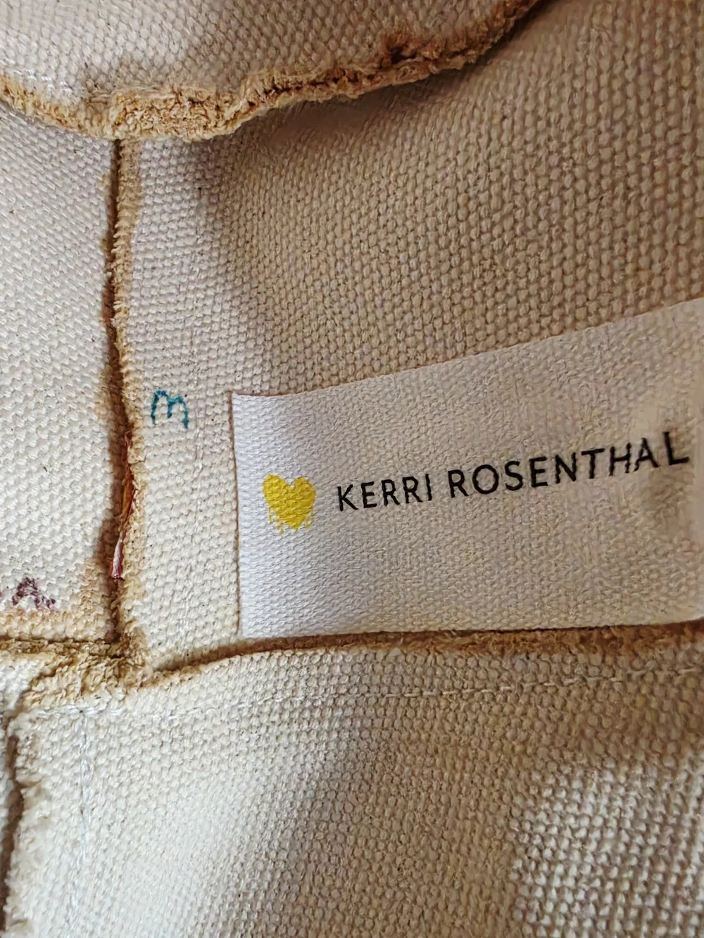 Kerri Rosenthal  Large Canvas Tote with Yellow Heart Accent And Canvas Hat